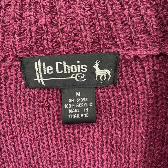 Vintage Le Chois Knit Open Front Cardigan Sweater Boucle Pink Size M - Picture 9 of 11